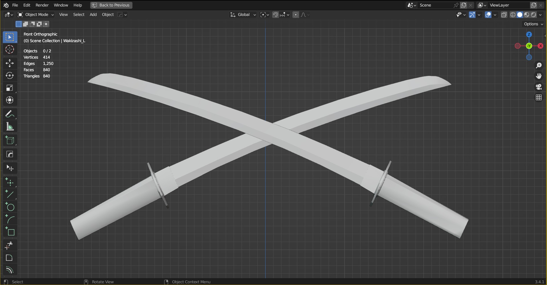 Wakizashi Game Ready 3D Weapon Asset Low-poly 3D model_5