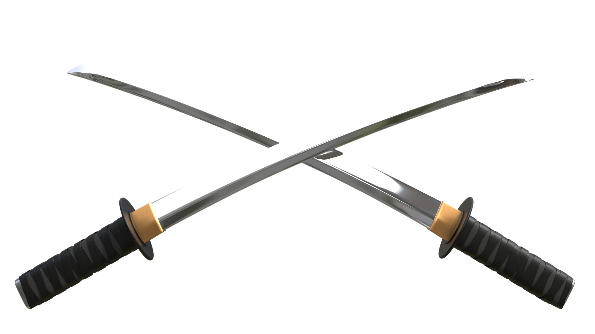 Wakizashi Game Ready 3D Weapon Asset Low-poly 3D model_3