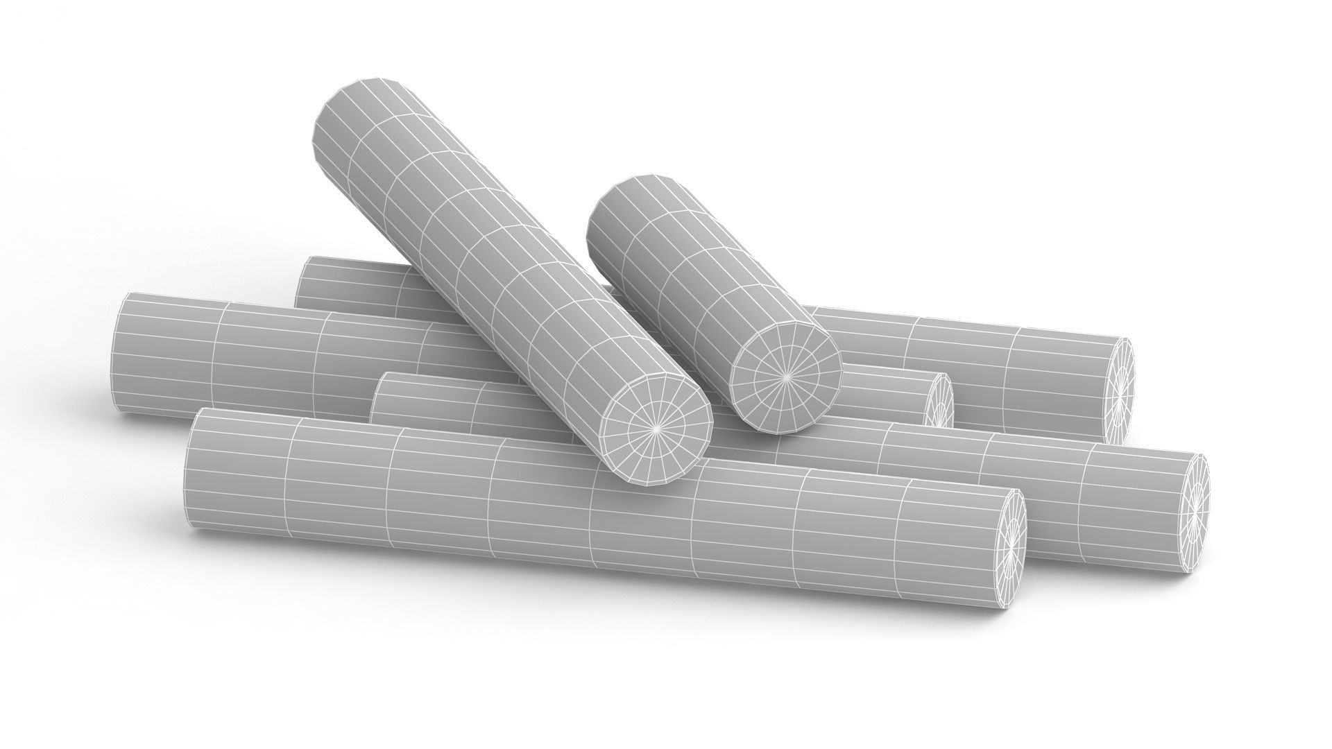 Red Chalk Sticks 3D model_10