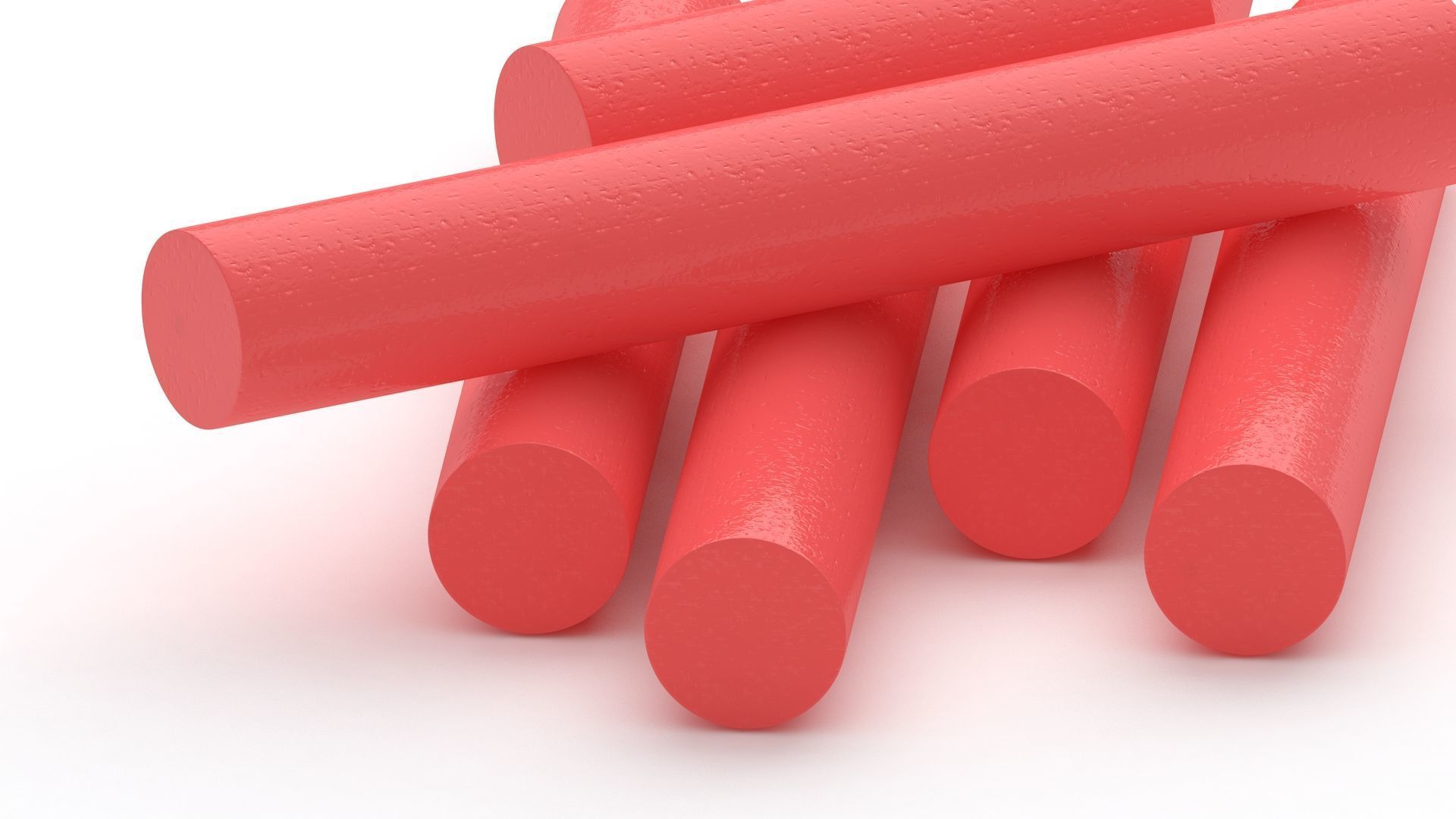 Red Chalk Sticks 3D model_5