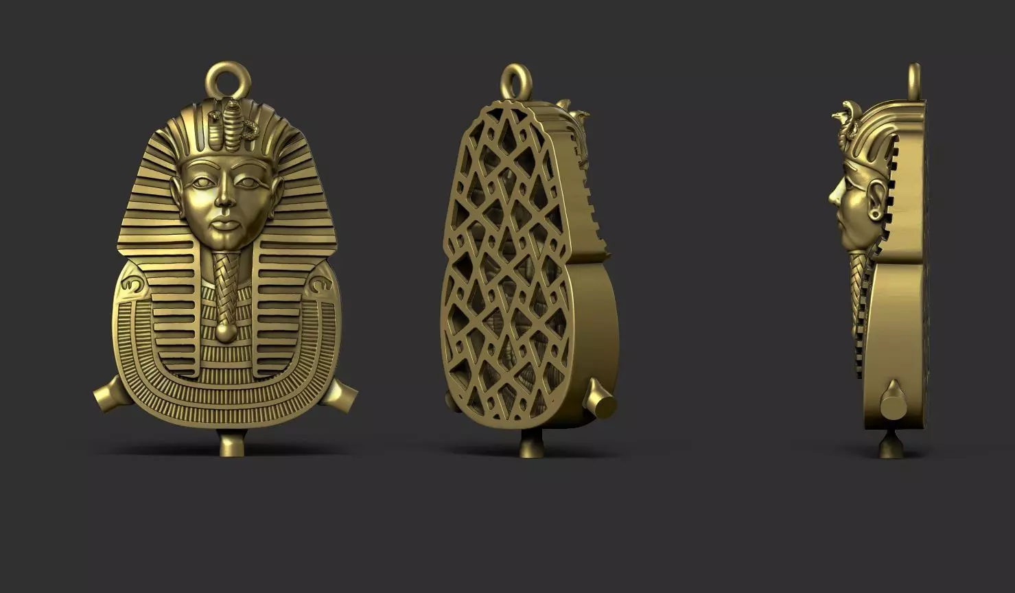 Tutankhamun necklace 3D print model_2