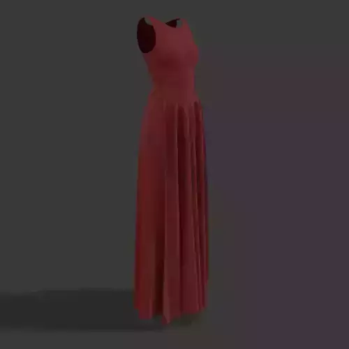 Free red frock dress in marvelous designer