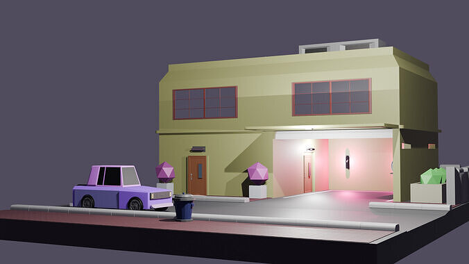 LOW POLY GARAGE Low-poly 3D model
