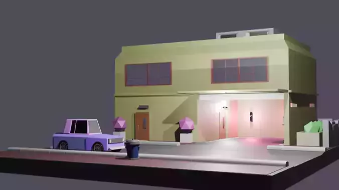 LOW POLY GARAGE Low-poly 3D model