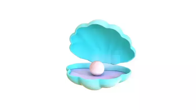Open Clam Sea Shell 02 Low-poly 3D model