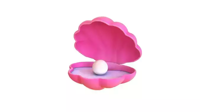 Open Clam Sea Shell 03 Low-poly 3D model