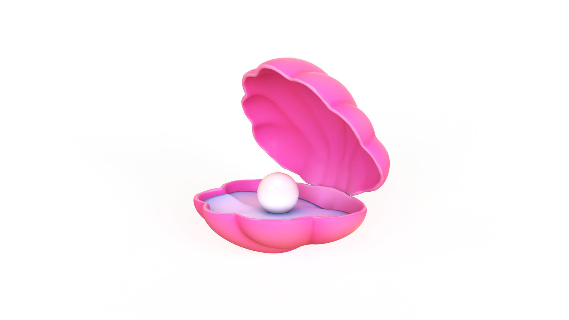 Open Clam Sea Shell 03 Low-poly 3D model_2