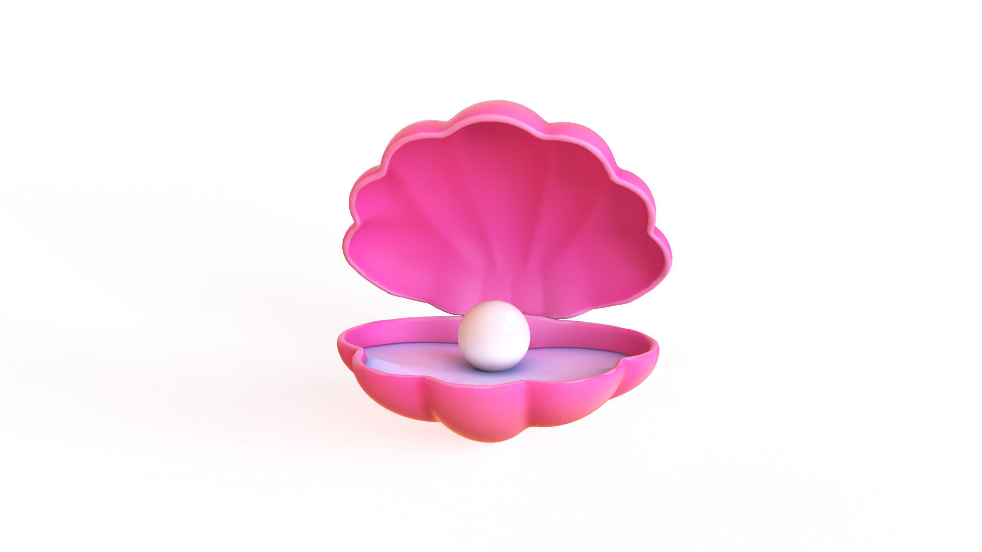 Open Clam Sea Shell 03 Low-poly 3D model_1