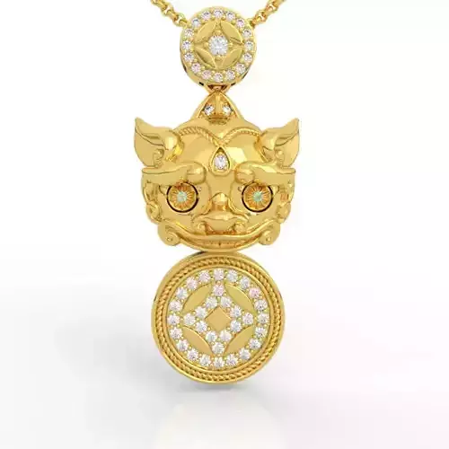 Movable Eye Pi Xiu Pendant Amulet Necklace 3D Model