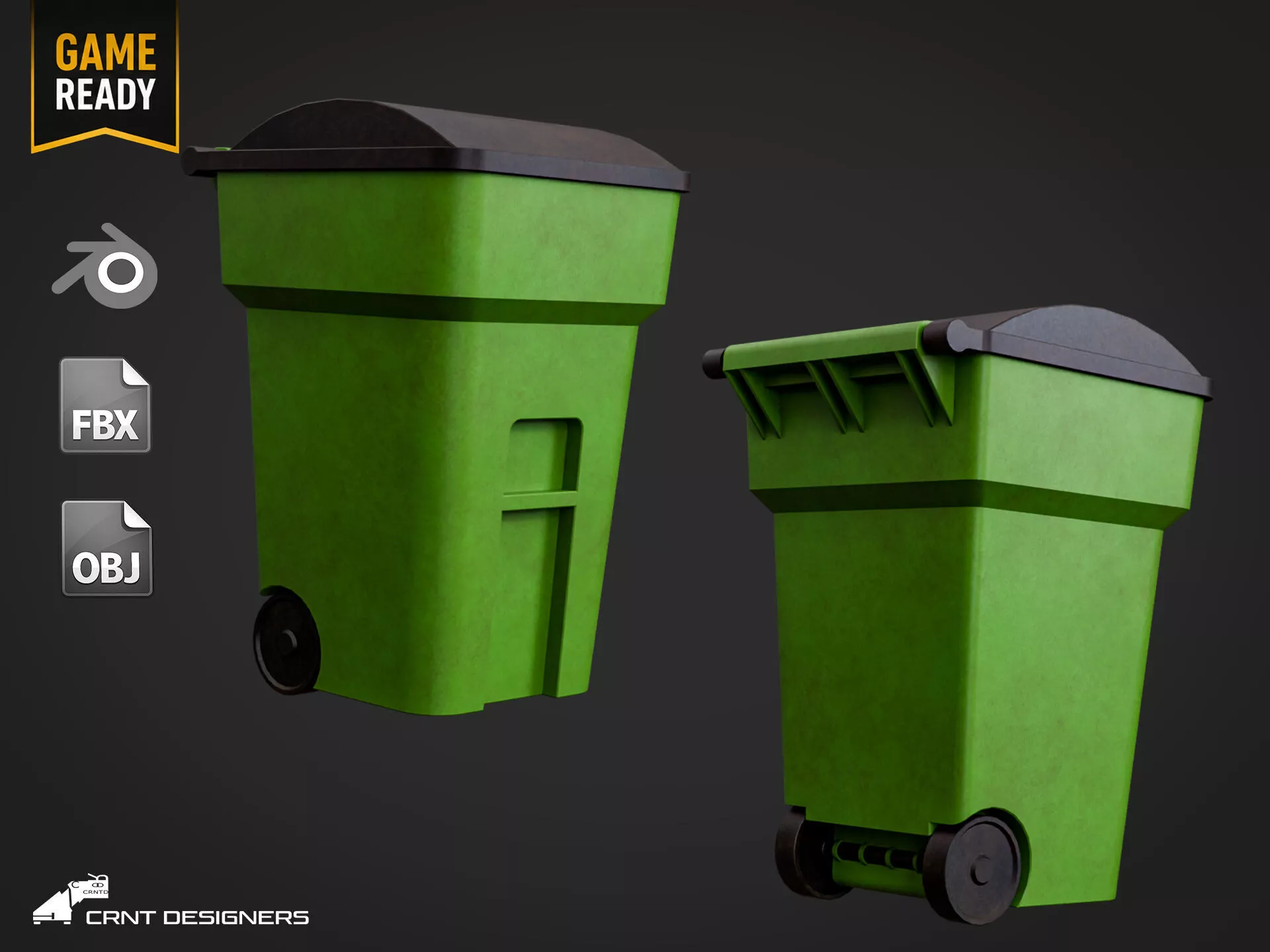 Waste Bin Low-poly 3D model