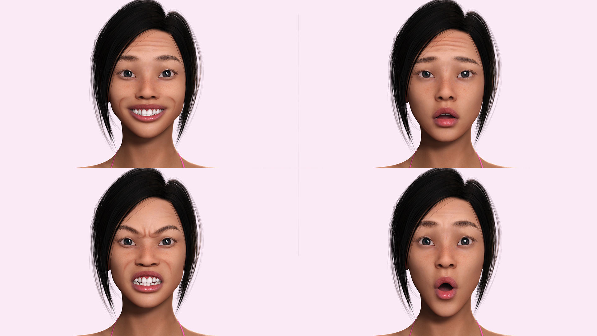 Modern Female 3D Character in Black Outfit Low-poly 3D model_4