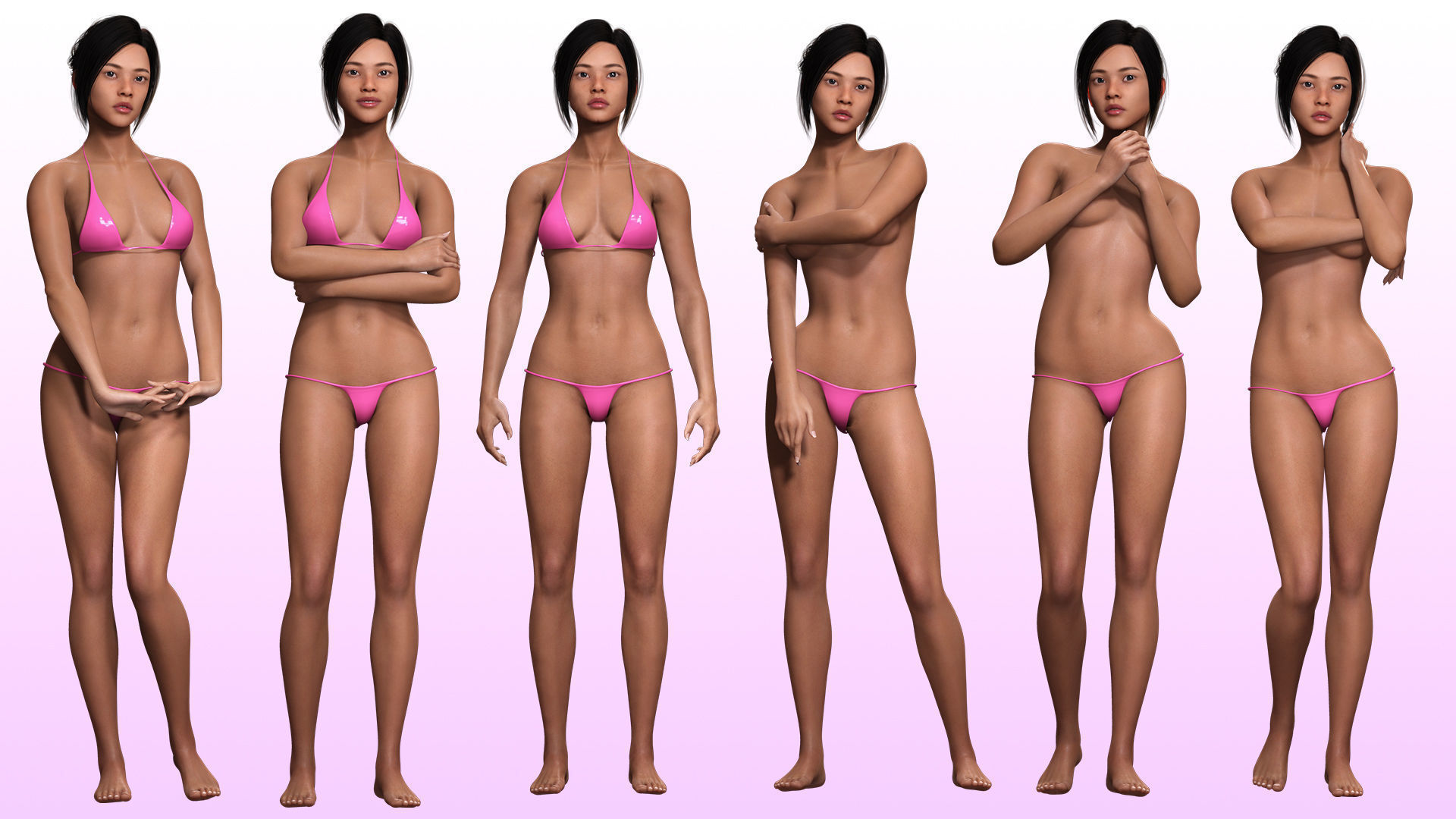 Modern Female 3D Character in Black Outfit Low-poly 3D model_3