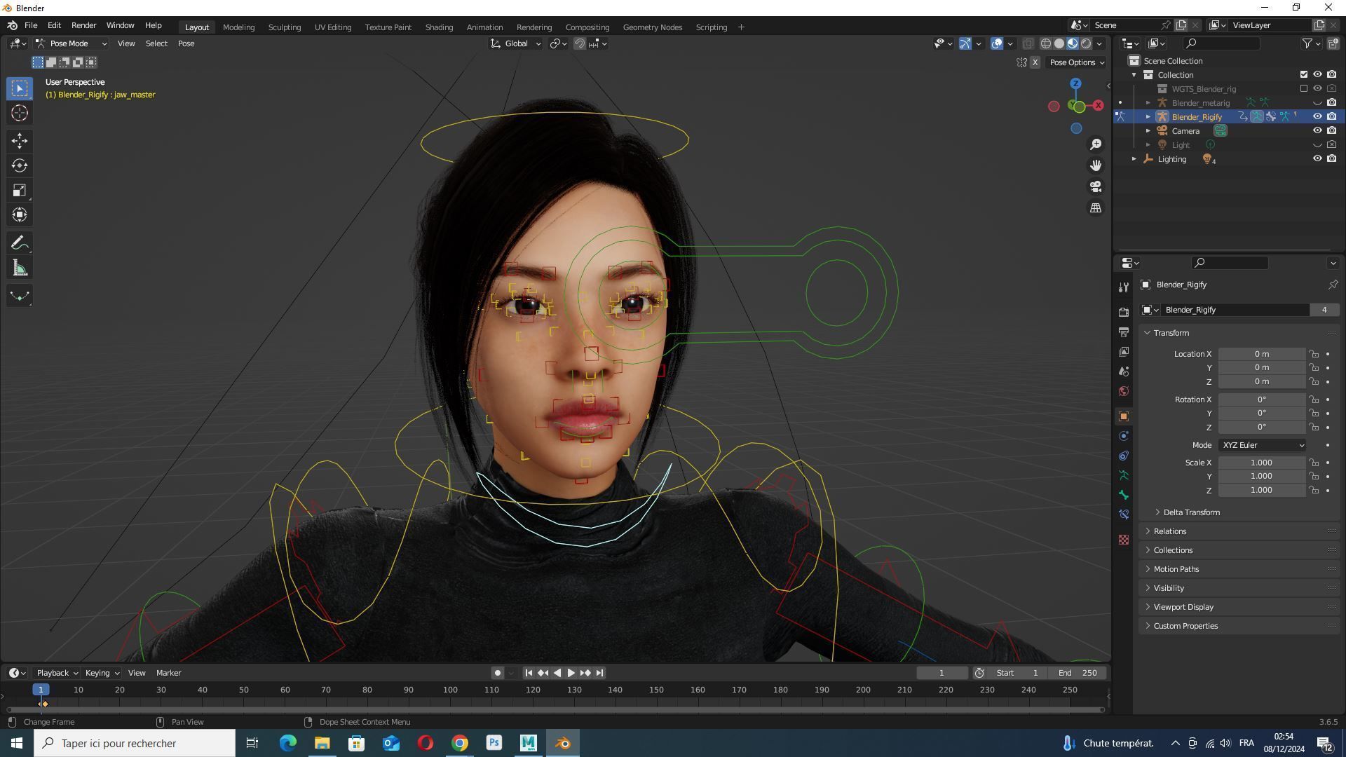 Modern Female 3D Character in Black Outfit Low-poly 3D model_13