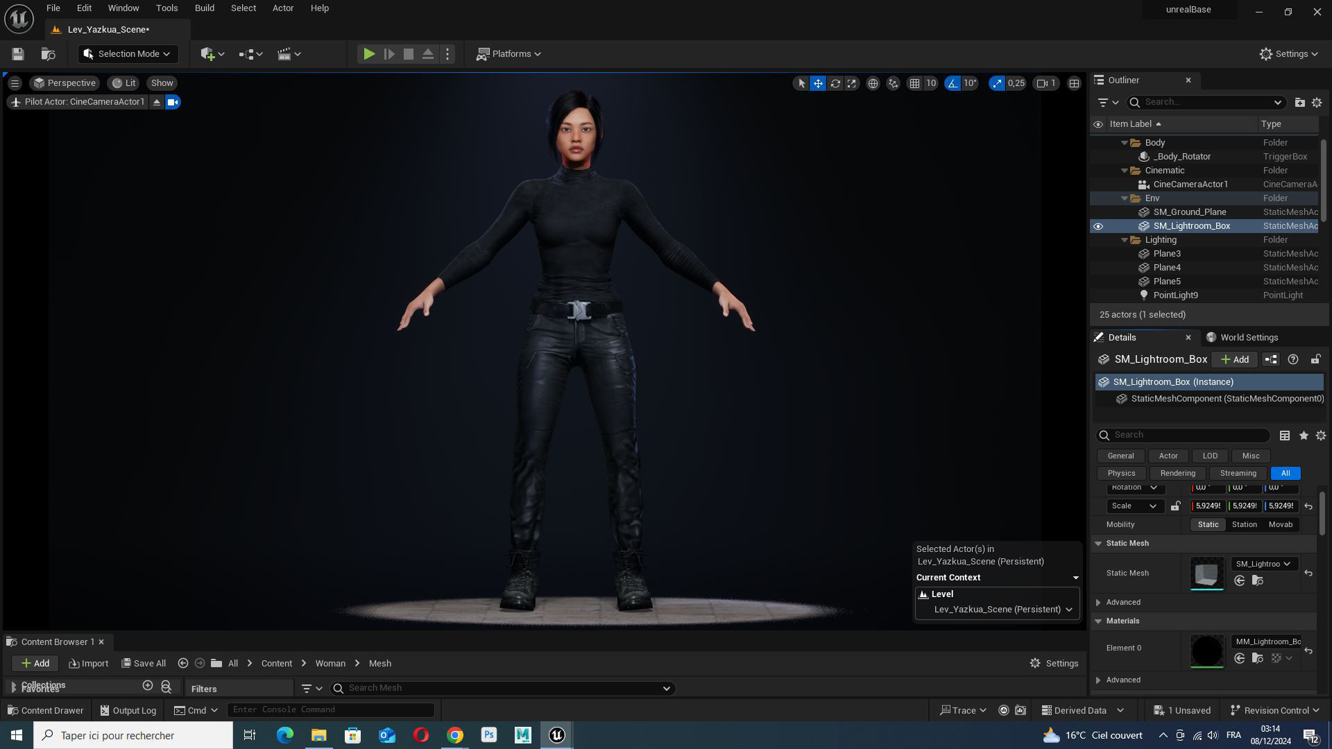 Modern Female 3D Character in Black Outfit Low-poly 3D model_8
