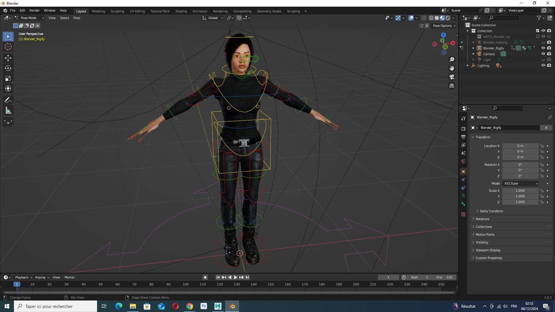 Modern Female 3D Character in Black Outfit Low-poly 3D model_12