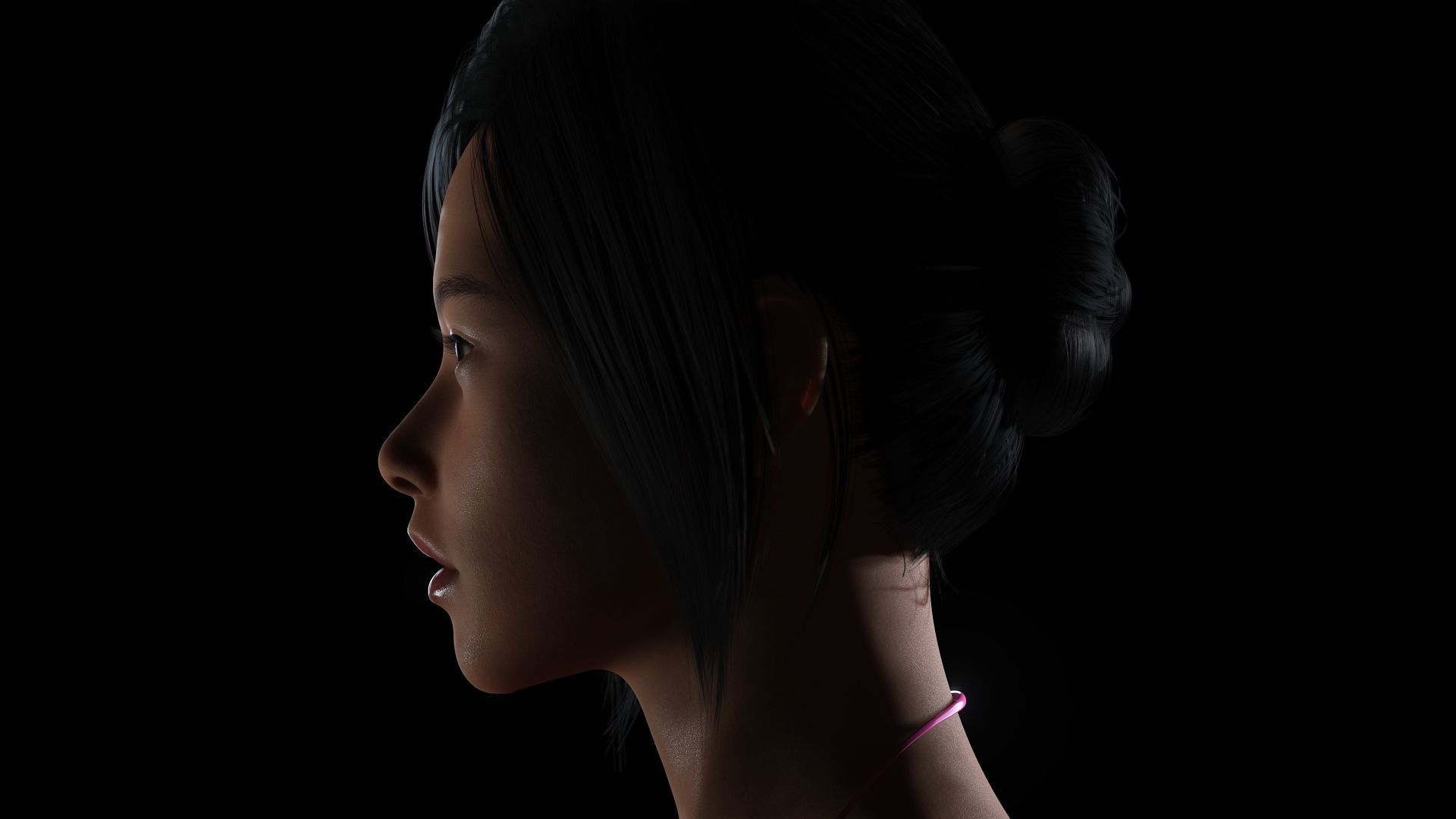 Modern Female 3D Character in Black Outfit Low-poly 3D model_5