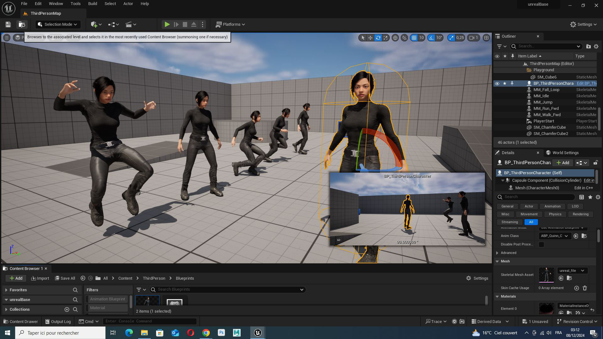 Modern Female 3D Character in Black Outfit Low-poly 3D model_15