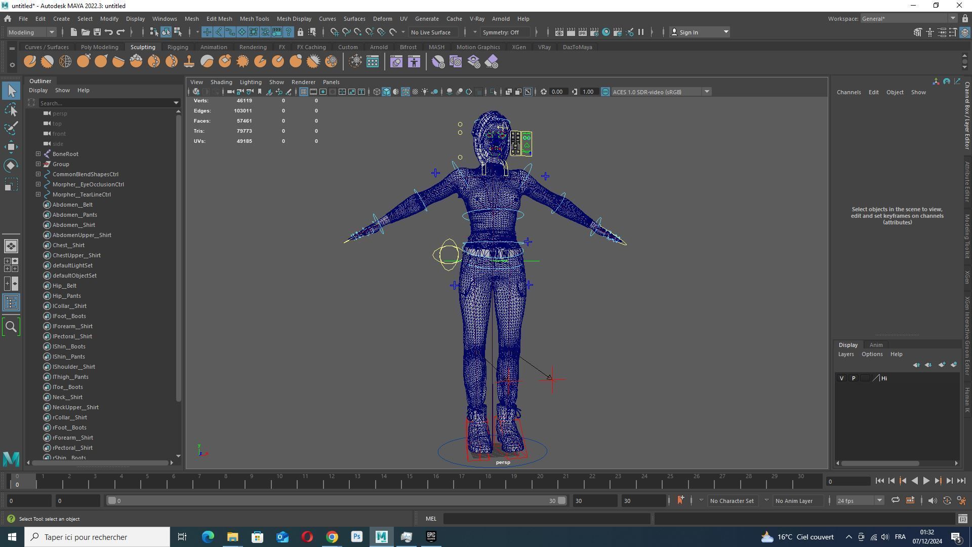 Modern Female 3D Character in Black Outfit Low-poly 3D model_9