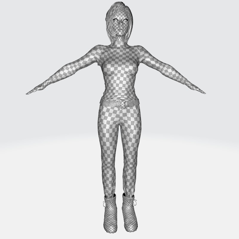 Modern Female 3D Character in Black Outfit Low-poly 3D model_16