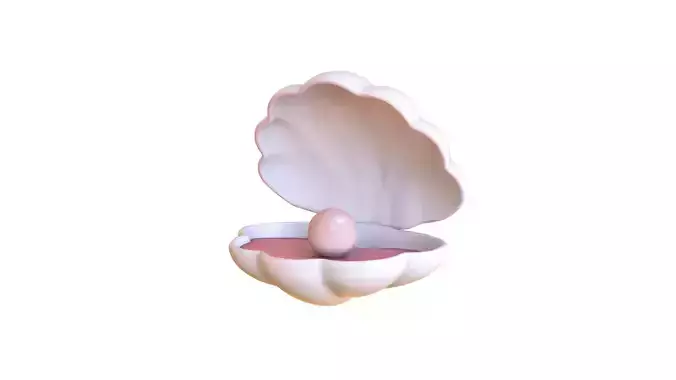Open Clam Sea Shell 05 Low-poly 3D model