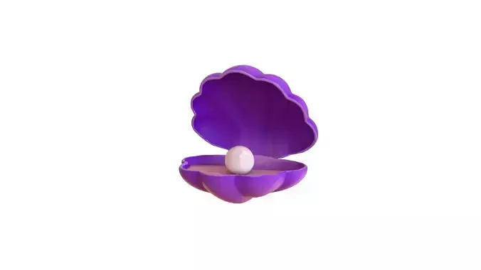 Open Clam Sea Shell 06 Low-poly 3D model