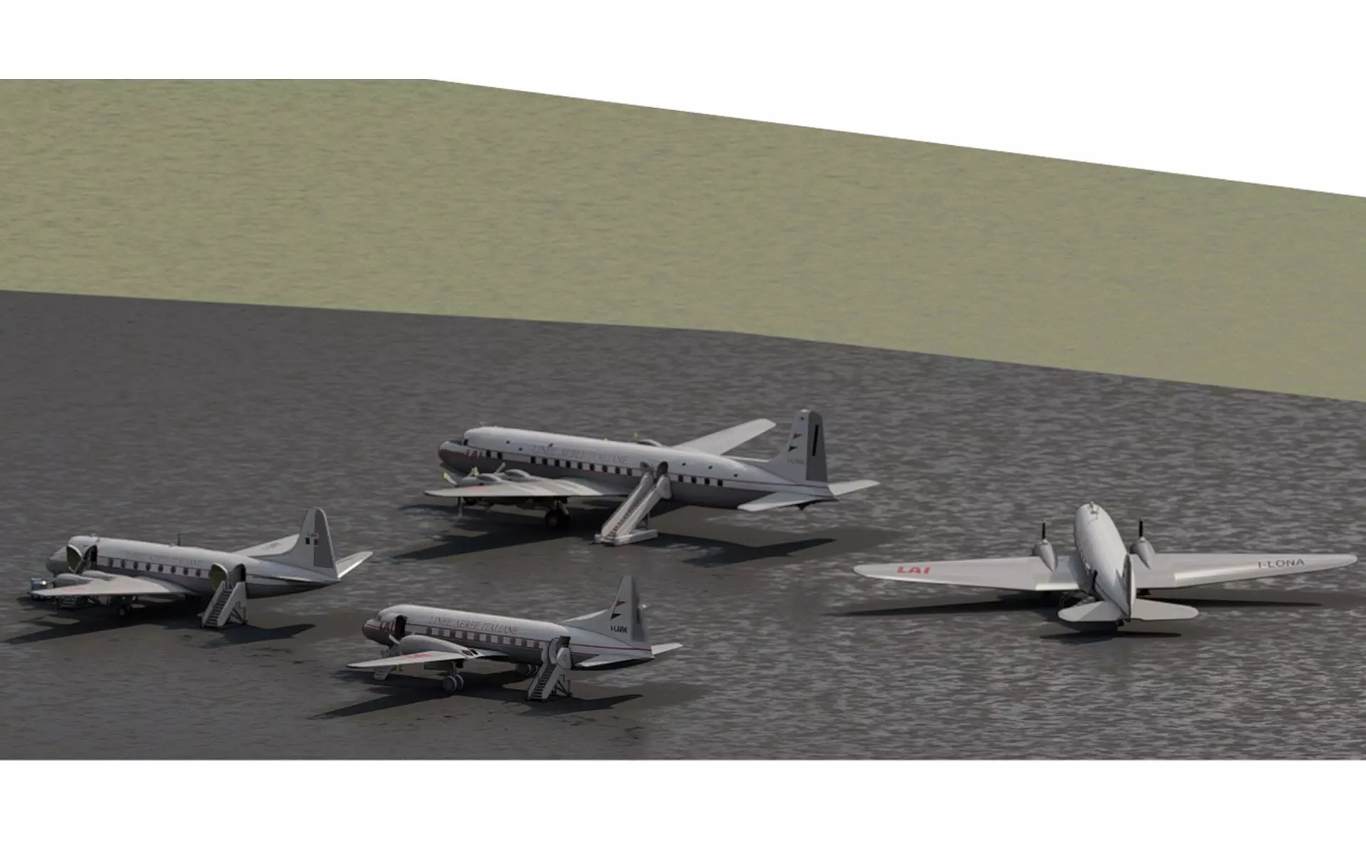 LAI DC 3 DC 6B Vickers 1 Convair 340 with interior 3D model