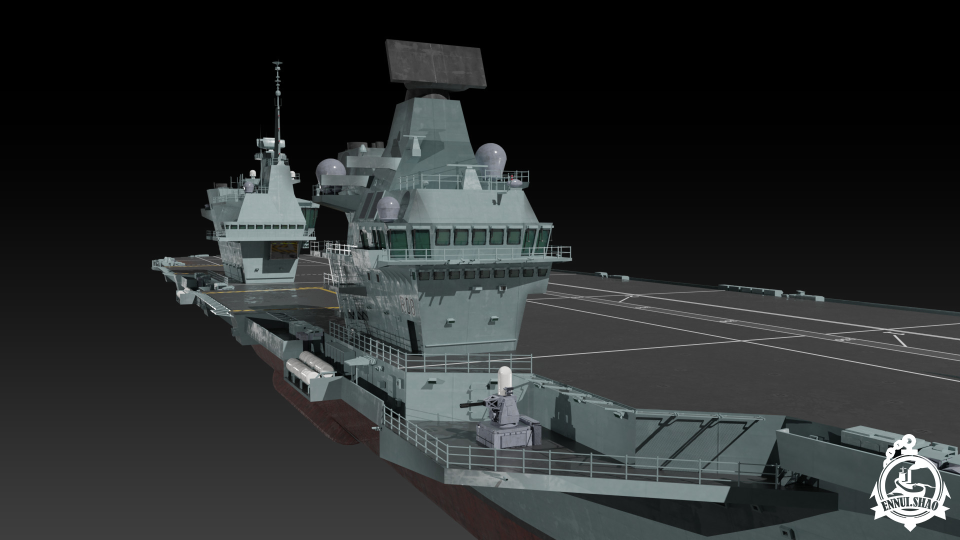 HMS Queen Elizabeth Aircraft carrier game ready model Low-poly 3D model_9