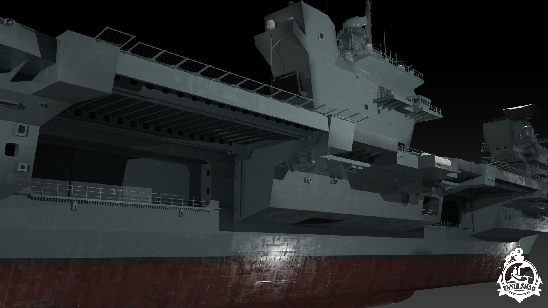 HMS Queen Elizabeth Aircraft carrier game ready model Low-poly 3D model_12