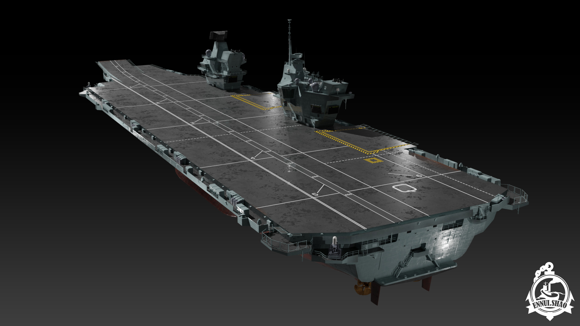 HMS Queen Elizabeth Aircraft carrier game ready model Low-poly 3D model_5
