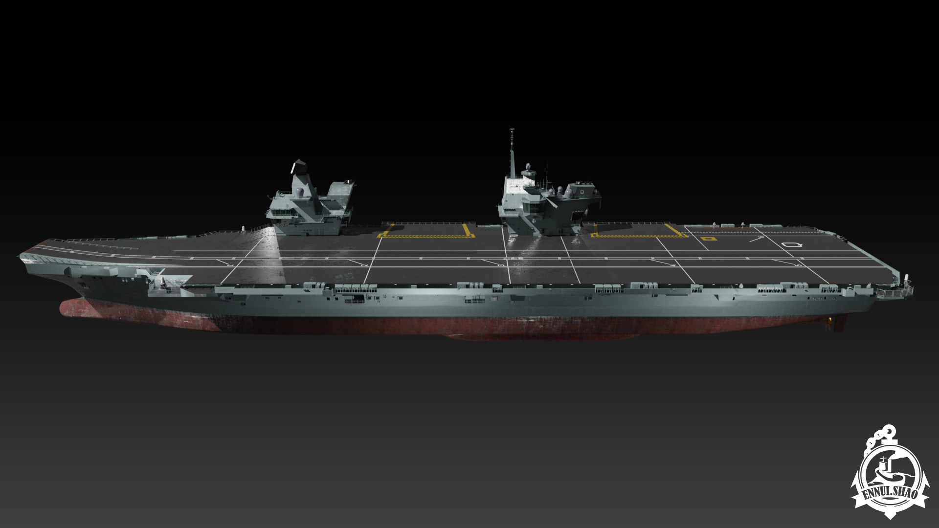 HMS Queen Elizabeth Aircraft carrier game ready model Low-poly 3D model_6