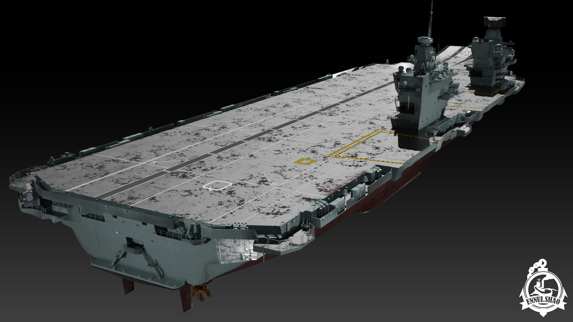 HMS Queen Elizabeth Aircraft carrier game ready model Low-poly 3D model_4