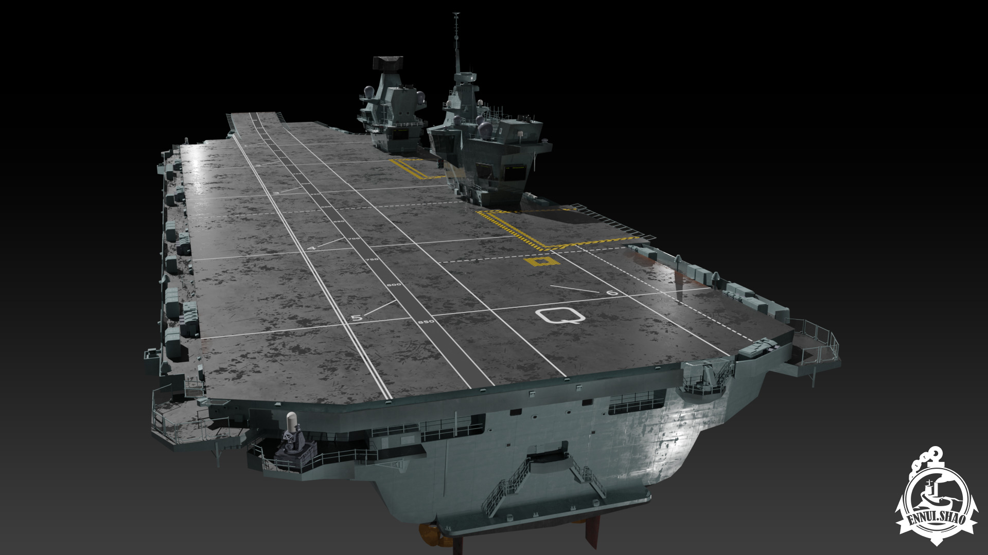 HMS Queen Elizabeth Aircraft carrier game ready model Low-poly 3D model_14