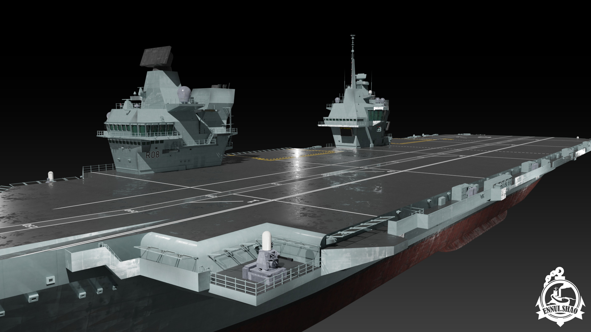HMS Queen Elizabeth Aircraft carrier game ready model Low-poly 3D model_16