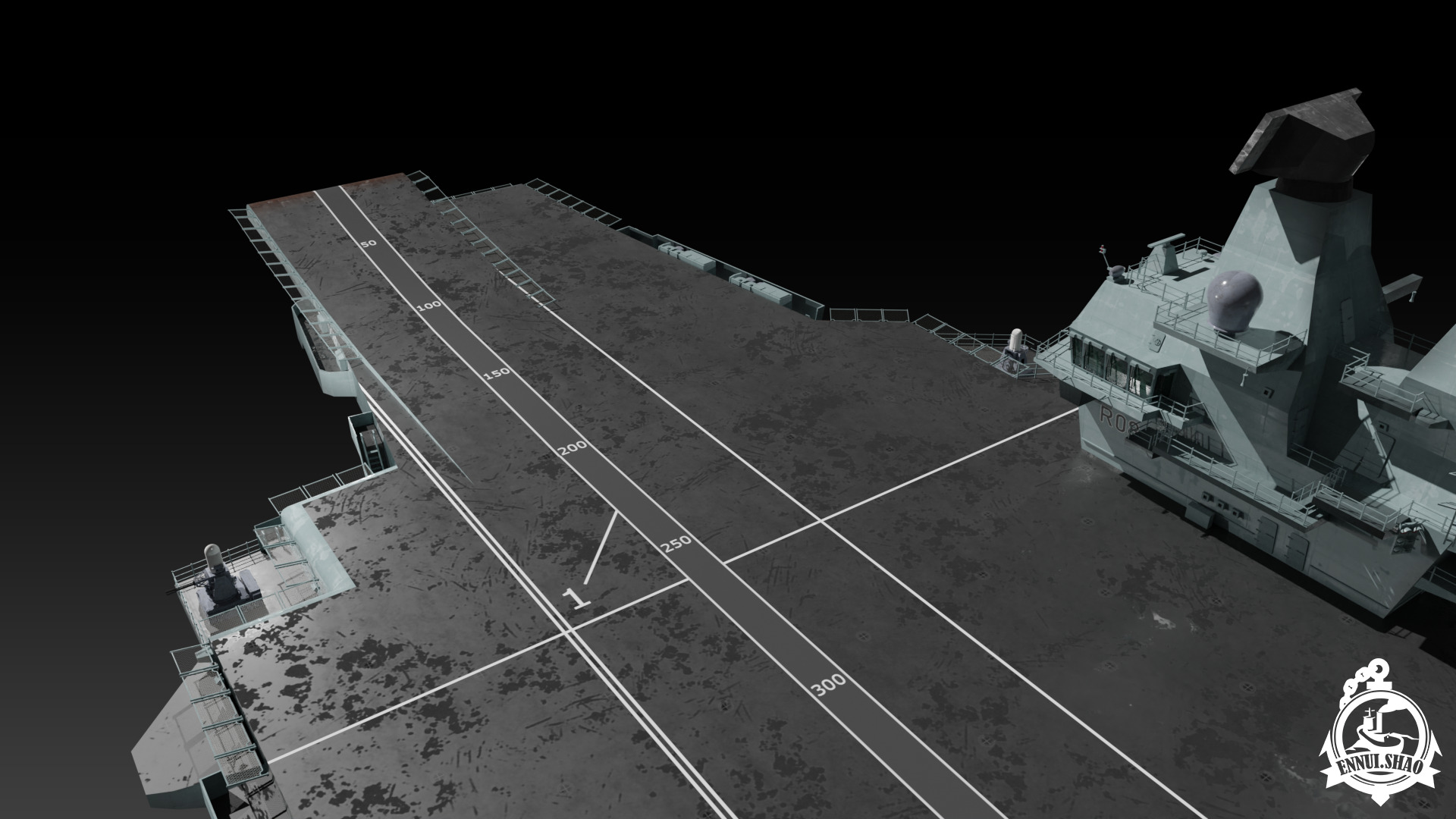 HMS Queen Elizabeth Aircraft carrier game ready model Low-poly 3D model_17