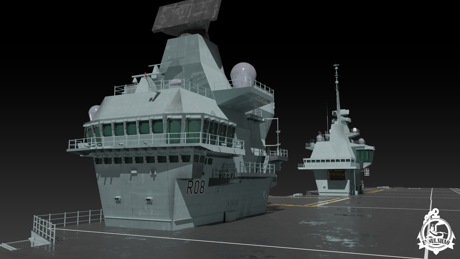 HMS Queen Elizabeth Aircraft carrier game ready model Low-poly 3D model_8