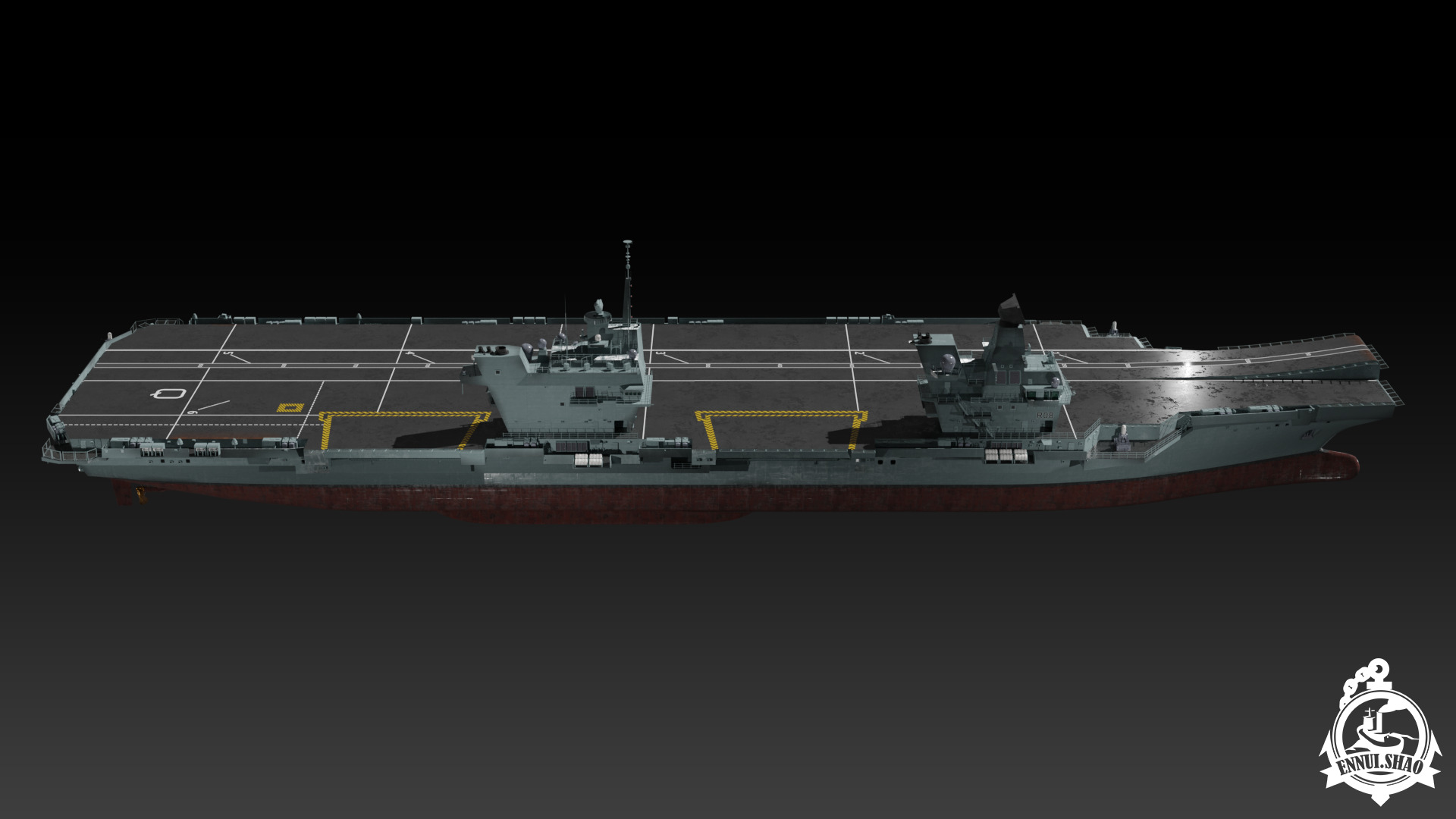 HMS Queen Elizabeth Aircraft carrier game ready model Low-poly 3D model_3
