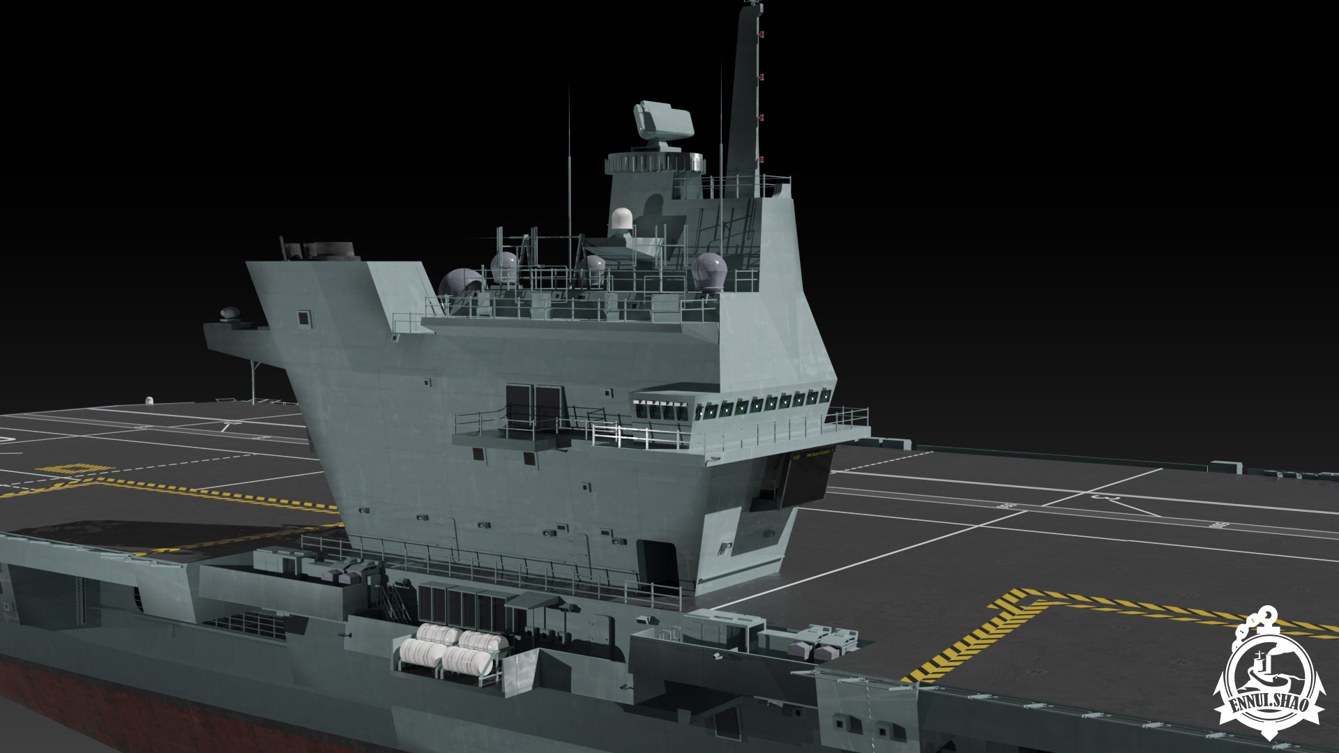 HMS Queen Elizabeth Aircraft carrier game ready model Low-poly 3D model_11