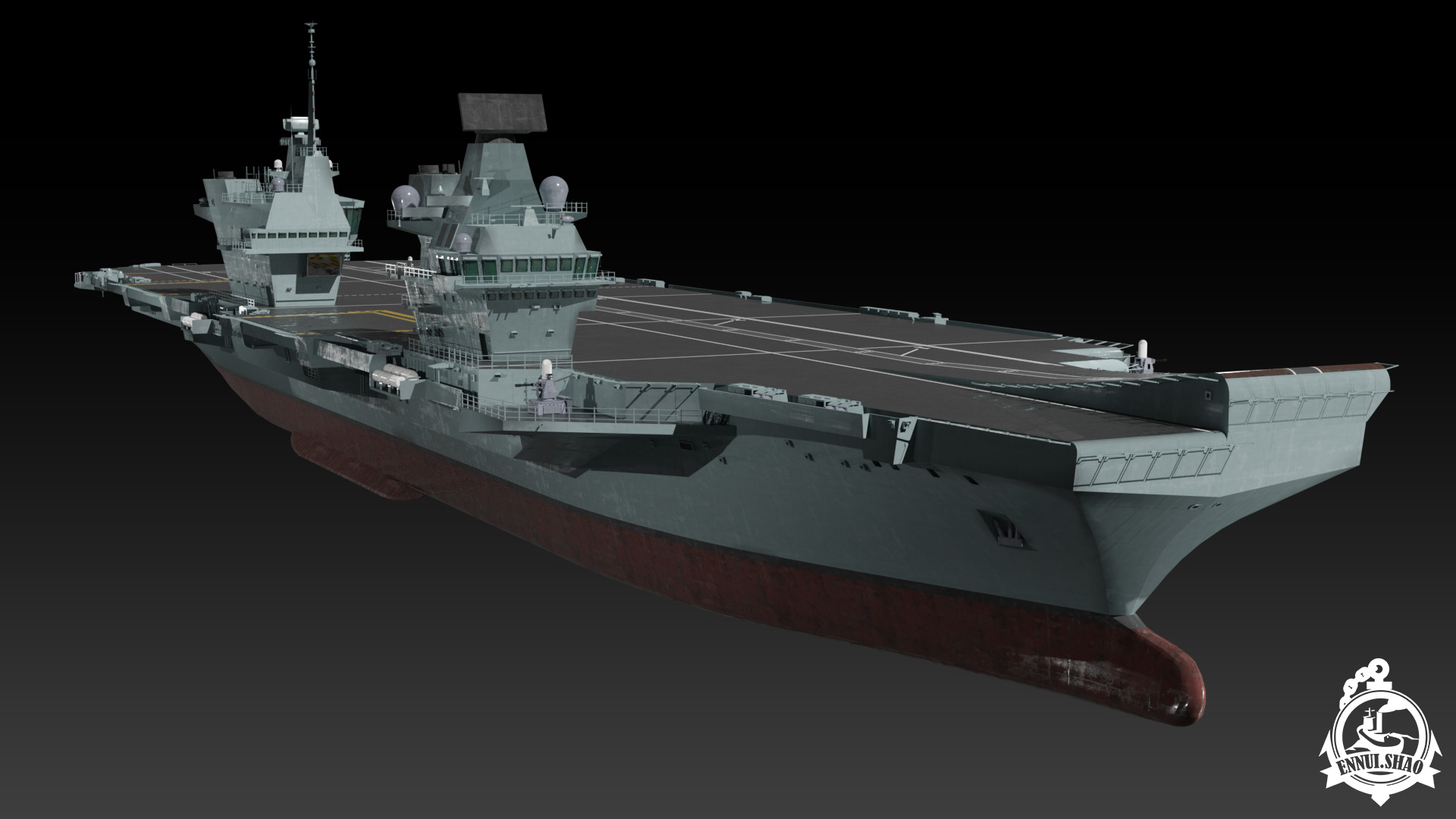 HMS Queen Elizabeth Aircraft carrier game ready model Low-poly 3D model_2