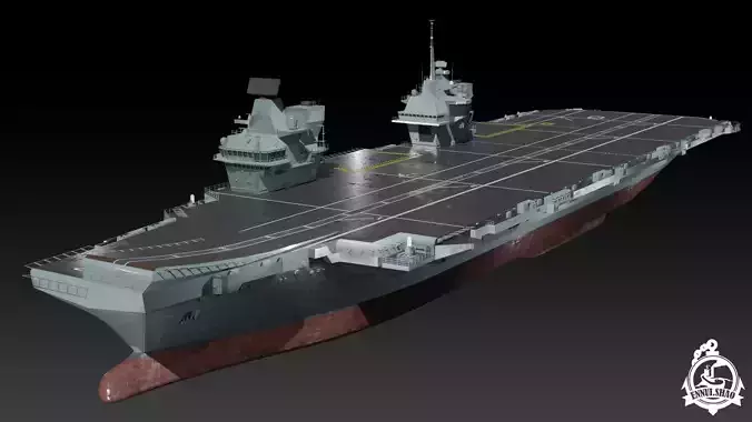 HMS Queen Elizabeth Aircraft carrier game ready model Low-poly 3D model