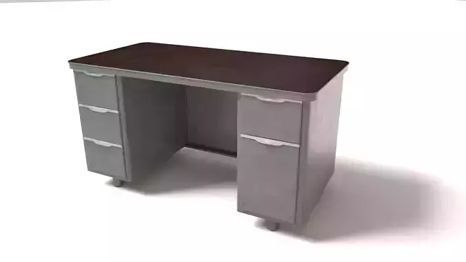 Vintage desk Low-poly 3D model
