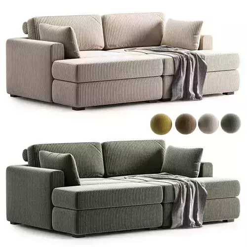 Mordecai Corduroy Sleeper Sofa 3D model