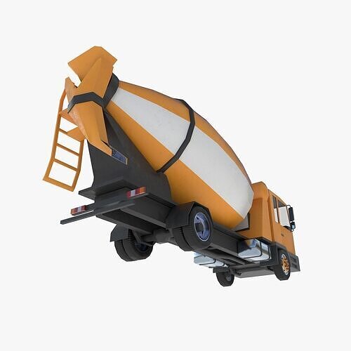 mixer truck Low-poly 3D model 4