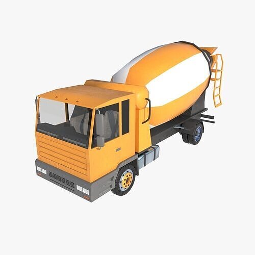 mixer truck Low-poly 3D model 2