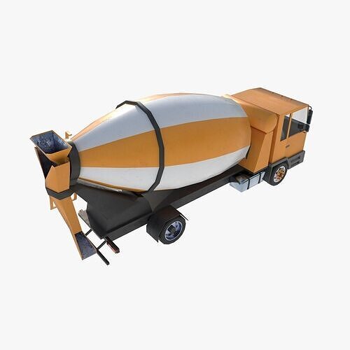 mixer truck Low-poly 3D model 6