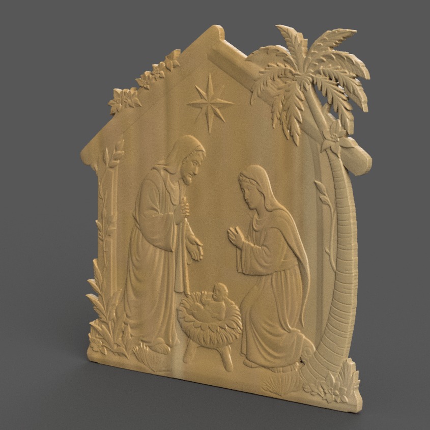 Christmas Nativity Scene 3D Wall Art and Keychain Design 003 3D print model_1