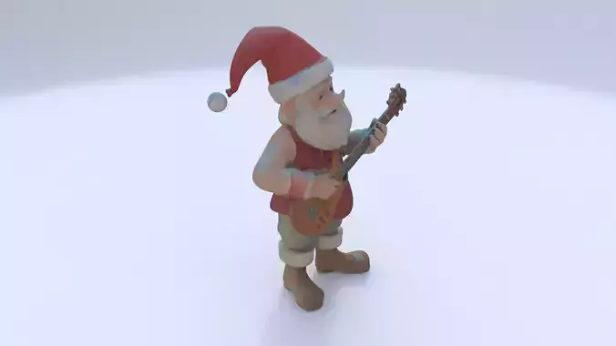 a guitarist dwarf with a Christmas hat 3D model