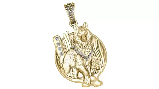 WOLF COIN PENDANT 3D-PRINTABLE MODEL 