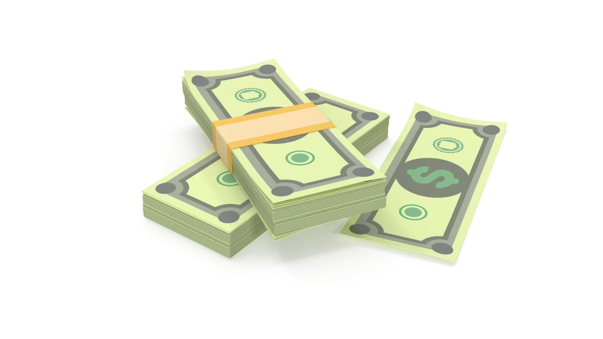 Stylized wad of money 3D model_7