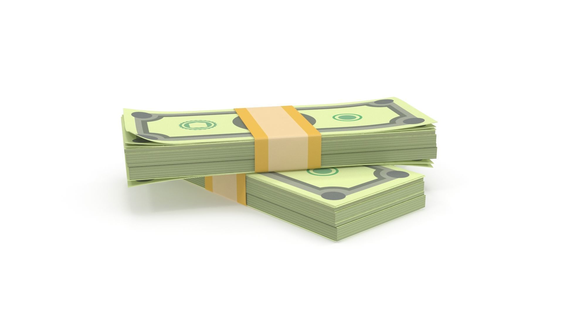 Stylized wad of money 3D model_4