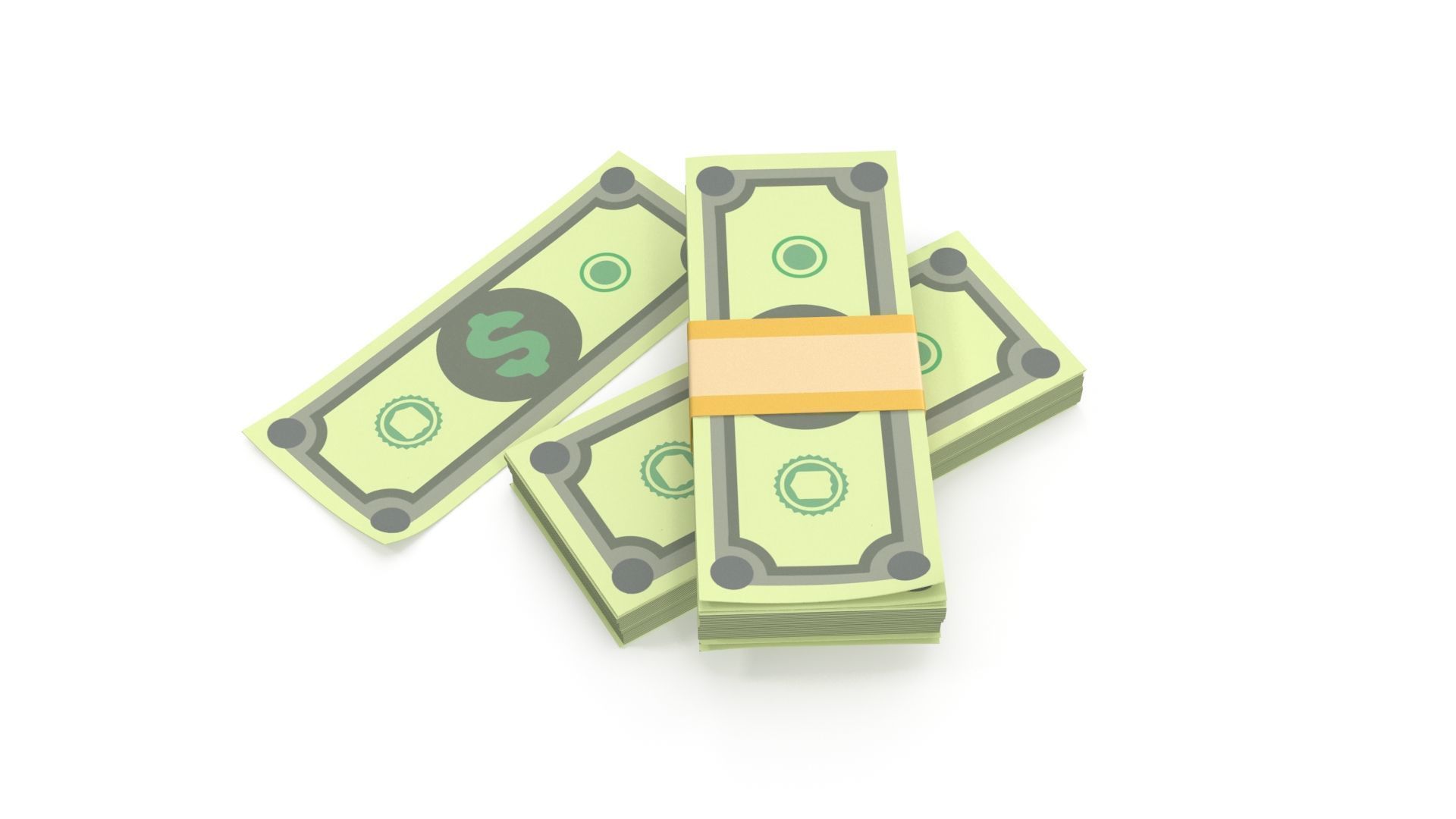 Stylized wad of money 3D model_2